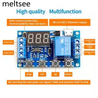 Dc 6-30V ไฟ LED ดิจิตอลรีเลย์ทริกเกอร์วงจรสวิทช์ตั้งเวลาควบคุมเวลา LED Light Digital Time Delay Relay Module Trigger Cycle Timer Delay Switch Circuit Board