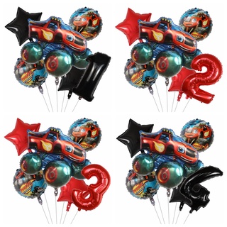 Blaze Monster Foil Balloons ลูกโป่งฟอยล์สําหรับตกแต่งปาร์ตี้วันเกิดเด็ก 6ชิ้น