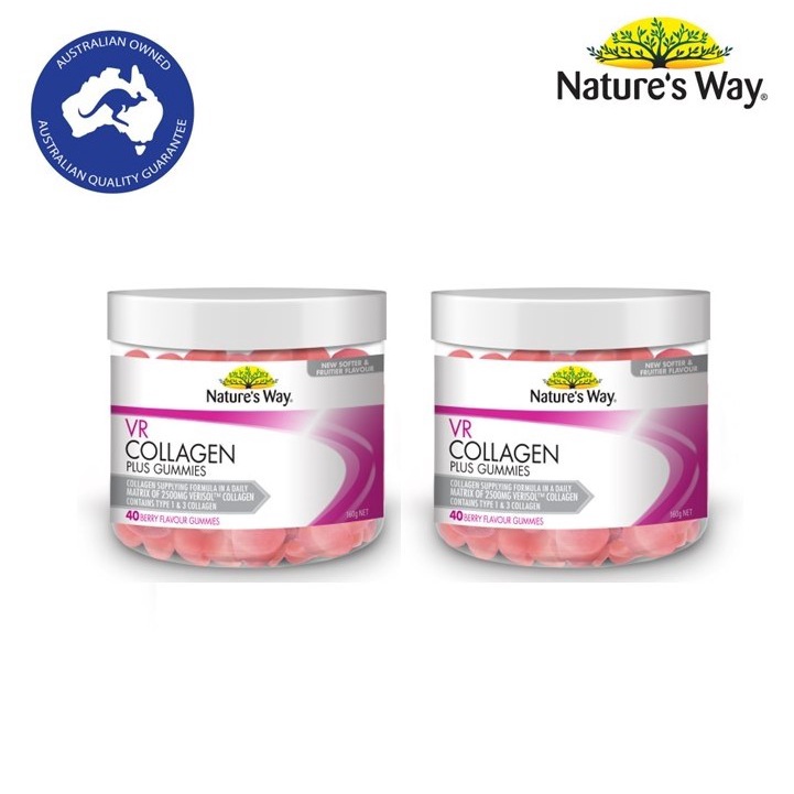 [แพ็คคู่] Nature's Way VR Collagen Gummies เนเจอร์สเวย์ วีอาร์ คอลลาเจน กัมมี่ (40 เม็ด)