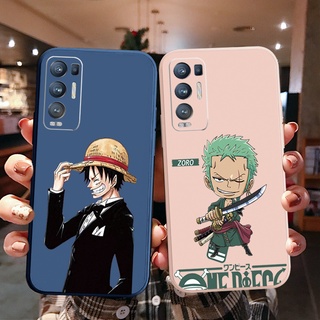 เคสโทรศัพท์ ซิลิโคนนิ่ม ขอบตรง ลายลูฟี่ โซโร สําหรับ OPPO Reno6 Z 5G Reno 5 Pro 4 4G 3 Reno2 Z F