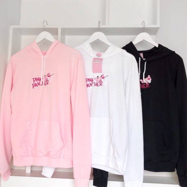 💗เสื้อแขนยาว​oversize​ hoodie ปักพิ้งแพนเตอร์