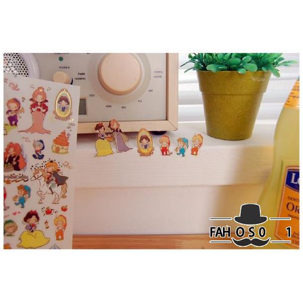 Fairy Tale Cartoon Diary Sticker Cinderella Sleeping Beauty Long
