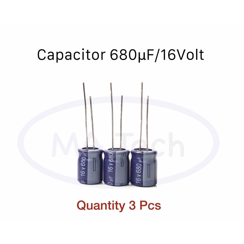 680uf 16V capacitor 680uF/16V คาปาซิเตอร์ 680μF/16Volt ,-40°C to +105°C,±20% , ขนาด 10.0x13.0 mm มีจ