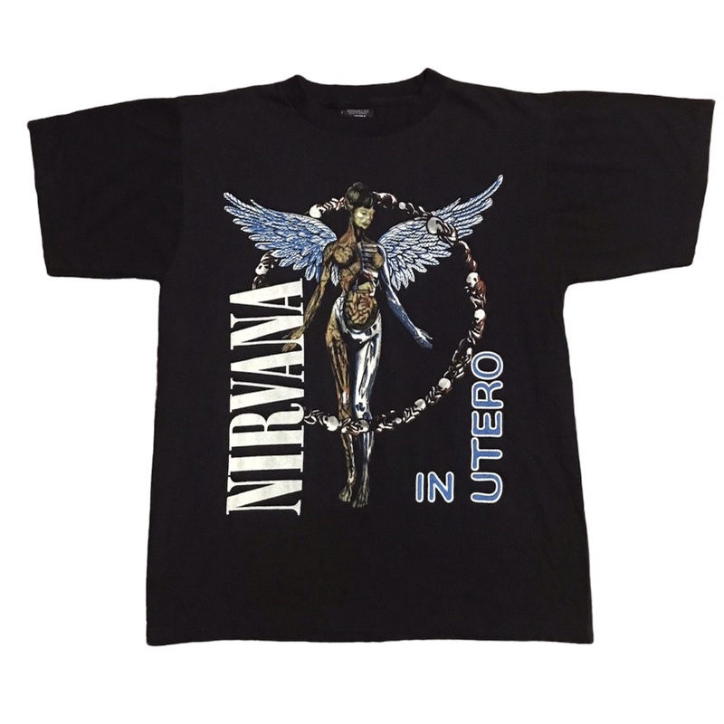 เสื้อวง วินเทจ NIRVANA 90’ ผ้าฟอกเก่า size” L / XL 460฿