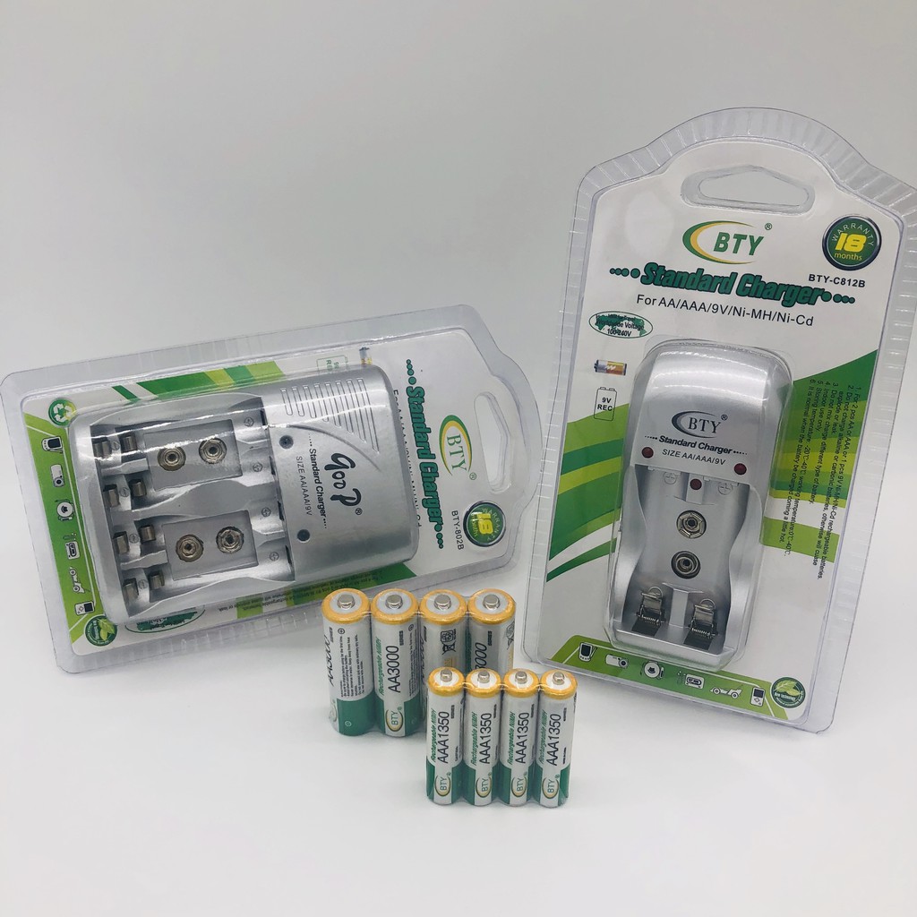 BTY ถ่านชาร์จ AAA 1350 mAh Ni-MH Rechargeable battery 4 ก้อน