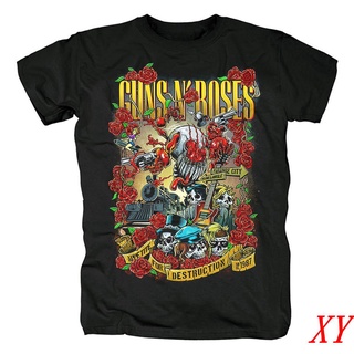 เสื้อยืดแขนสั้น ผ้าฝ้าย พิมพ์ลาย Xy GunsnRoses Guns And Roses สําหรับผู้ชาย