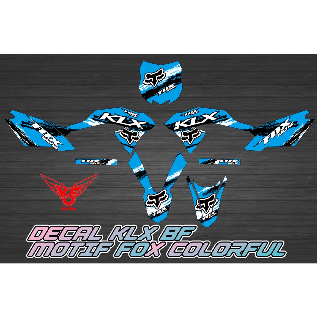 สติ๊กเกอร์มอเตอร์ไซค์ KLX BF พร้อม COLORFUL FOX MOTIF