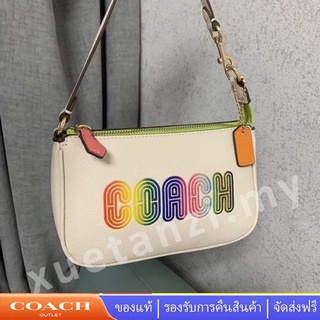 COACH CA438 ผู้หญิงกระเป๋าแฟชั่นคลาสสิกไพ่นกกระจอกกระเป๋าสะพายขนาดเล็กอเนกประสงค์กระเป๋าสะพายที่สวยหรูและน่ารักใต้วงแขนก