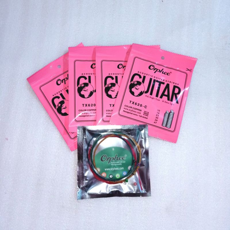สายกีต้าร์ Orphee TX620C - สายกีต้าร์โปร่งสีสันสดใส 1 ชุด