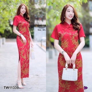 11339 Dress เดรส กี่เพ้า ลายดอก floral pattern cheongsam dress