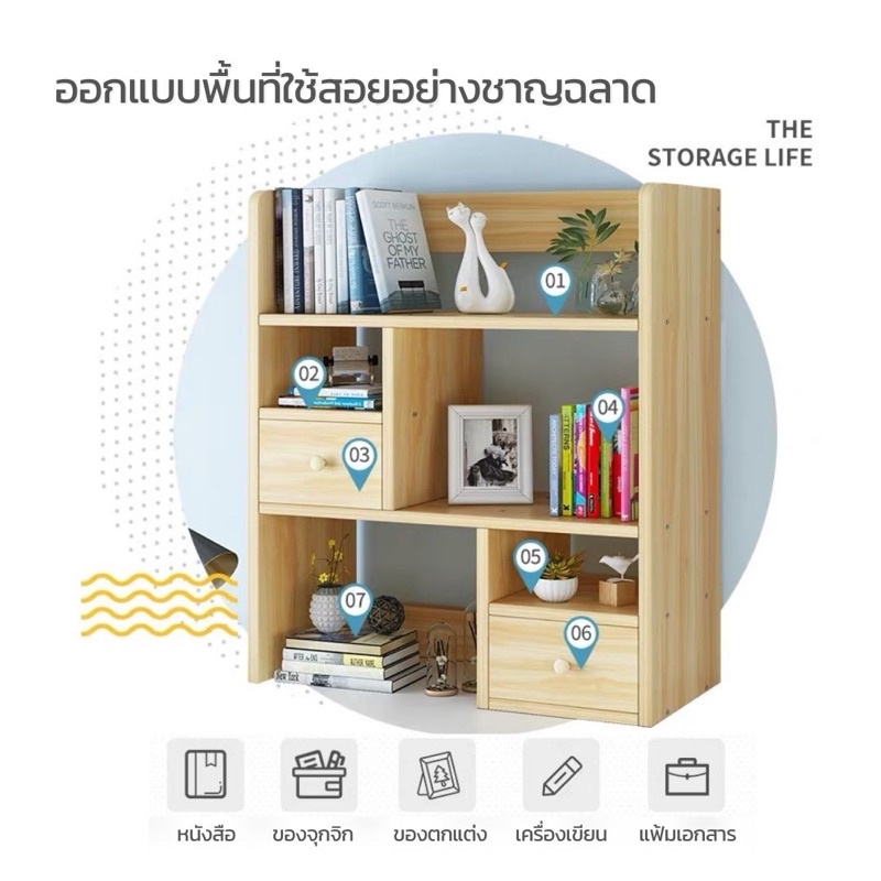 DUDEE ชั้นวางหนังสือมินิมอล ชั้นวางหนังสือขนาดเล็กกะทัดรัด การออกแบบสไตล์โมเดิร์นเรียบง่าย ราคา ถูกที่สุด ดีลบีเคเค แกลเลอรีภาพที่ 3