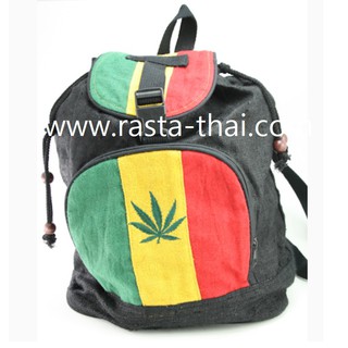 กระเป๋าเป้ราสต้า RASTA BACKPACK สีเขียวเหลืองแดงปักลายใบ