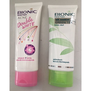 ไบโอนิคโฟมล้างหน้า แอคเน่ &amp; กรีนที bionic FACIAL FOAM ACNE DOUBLE WHITE &amp; GREEN TEA 80g. 1 pc.