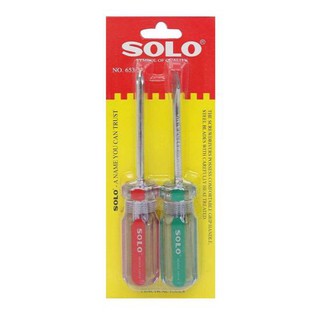 SOLO ไขควงชุด 2 ตัว ด้ามลาย 2 สี รุ่น 653-3 ขนาด 3 นิ้ว สีแดง เครื่องมือช่าง