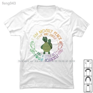 ☸﹊☫I Am Mostly Peace Love And Turtle T เสื้อ ผ้าฝ้าย 100% สัตว์ Ace St