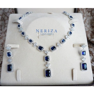 Neriza jewelryชุดเครื่องประดับเพชรสังเคราะห์เกรดพรีเมี่ยมประกายไฟเทียบเท่าเพชรแท้ จัดส่งฟรี NZC023