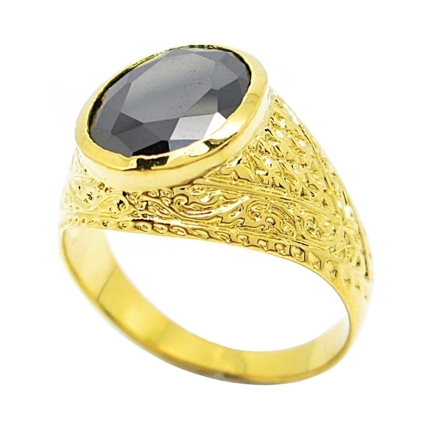 แหวนผู้ชาย ลายไทย แหวนนิลดำ พลอย นิลสีดำ ชุบทองแท้ ชุบทอง 24k แหวนผู้ชายแหวนแฟชั่น