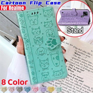 เคสโทรศัพท์หนังพลิกน่ารักสำหรับ Realme8 Realme8i RealmeC21Y RealmeC25Y Realme 8 i Pro 8i C 21 25 Y C21 C21Y C12 C15 C25 C25Y C25S Narzo 30A 4G 5G Flip Phone Case เคสโทรศัพท์กระเป๋าสตางค์แม่เหล็ก เชือกเส้นเล็ก กันกระแทกที่วางโทรศัพท์ เคสคู่การ์ตูน