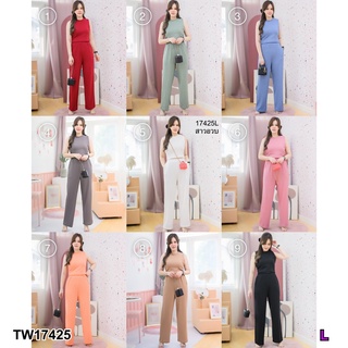 👗Pfashion [ส่งไว!!🚛] P17425 Set #สาวอวบ 2 ชิ้น เสื้อกล้ามคอบ + กางเกงขายาว