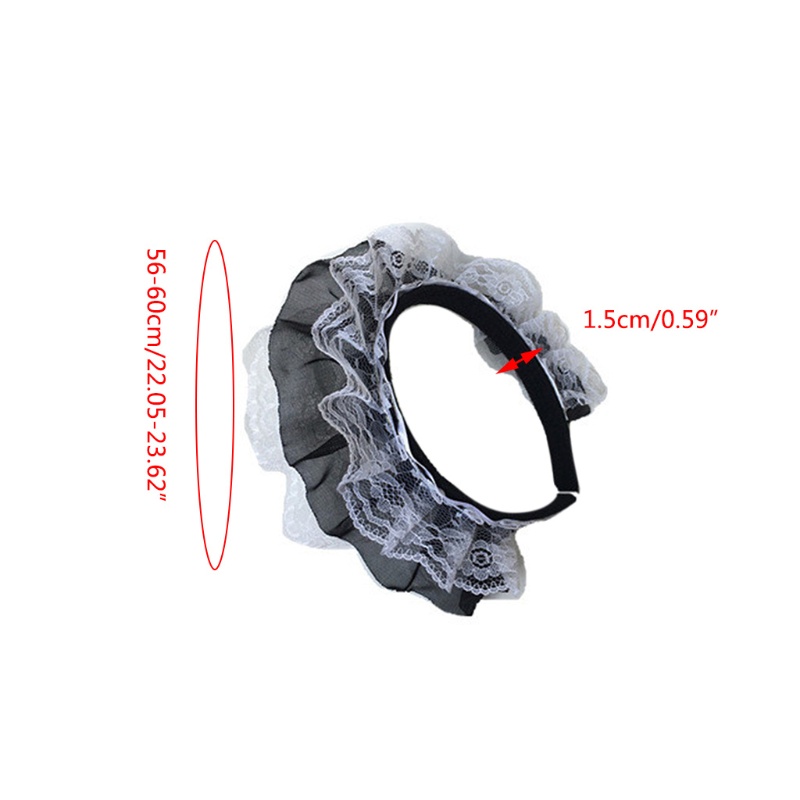 Cozy Women Ruffles Lace Hair Hoop with Mesh Headband Multilayer Lace Lolita Cosplay Props Maid Anime Headdress Accessories ราคา ถูกที่สุด ดีลบีเคเค แกลเลอรีภาพที่ 2