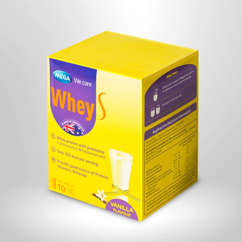 Mega We care Whey S 10ซอง x 32g เวย์ กลิ่นวานิลา