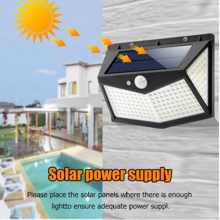 ไฟติดผนังโซล่าเซลล์พลังงานแสงอาทิตย์ เซ็นเซอร์ Solar light 212 LED Black 3 โหมด