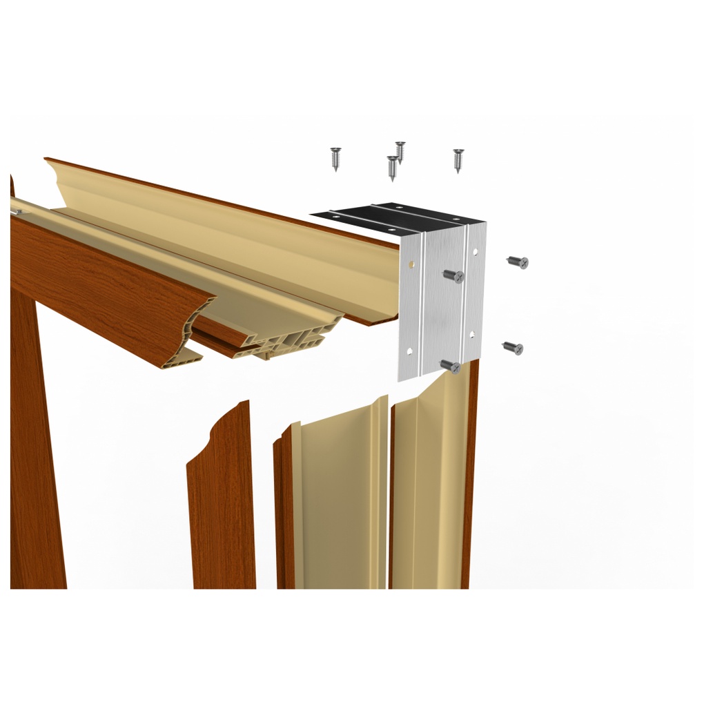 WELLINGTAN วงกบประตู WPC พร้อมซับวงกบ WPCDF-W2-03 80x200ซม. YELLOW TEAK - รูปที่ 4