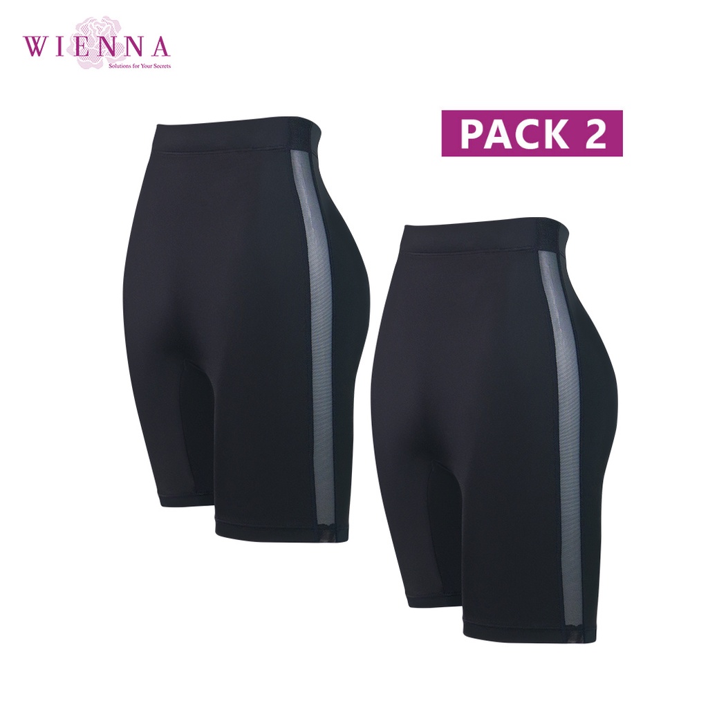 Wienna DY12300 DY12301 ชุดชั้นใน กางเกงใน แพ้นท์กึ่งเสตย์ขาสั้น Super Fine Pants เอวสูง สีเนื้อ สีดำ แพ็ค 2 ชิ้น