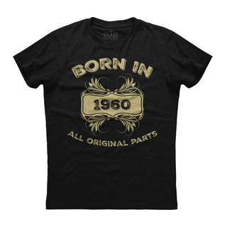 เสื้อยืดผู้ เสื้อยืดคอกลม แขนสั้น ผ้าฝ้าย ลาย Born In 1960 สีดํา เข้ากับทุกการแต่งกาย สไตล์สตรีท สําหรับผู้ชาย S-5XL