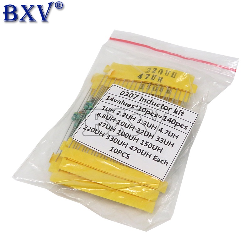 0307 1uH ถึง 470uH Inductor, 14valuesX10pcs = 140pcs, Color Ring Inductor Assorted Kit