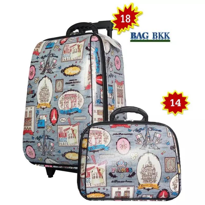 BAG BKK Luggage Wheal กระเป๋าเดินทางล้อลากEuropean fashionระบบรหัสล๊อค เซ็ทคู่ ขนาด 18 นิ้ว/14 นิ้ว Code F7719-18fashion