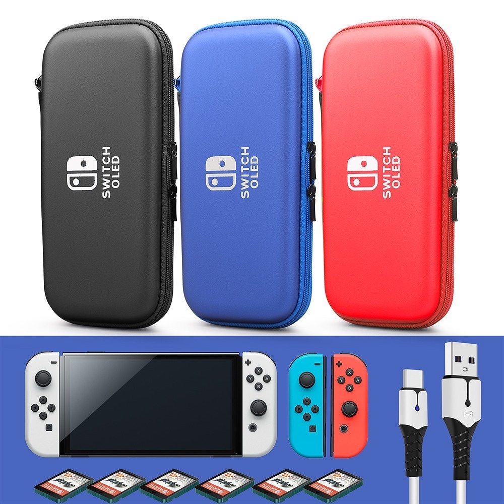Accessories Kit for Nintendo Switch OLED Storage Carry Bag with 10 Game ...
