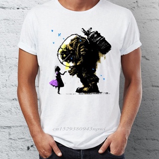 ถูกสุดๆใหม่ เสื้อยืดคอกลม ผ้าฝ้าย 100% พิมพ์ลาย Bioshock Big Daddy and Little Sister Splicer สําหรับผู้ชายรหัสเต็ม