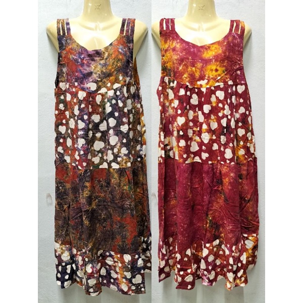 ชุดนอนอินโด ผ้าบาติกมี3เส้นแขนกุดยาวเลยหัวเข่า - รูปที่ 5