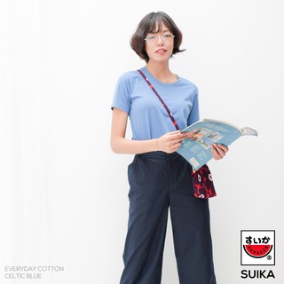 แตงโม (SUIKA) - เสื้อแตงโม EVERYDAY COTTON คอกลม คอวี สี CELTIC BLUE