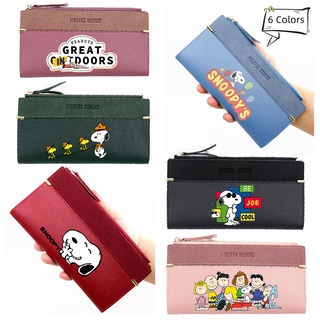 กระเป๋าสตางค์ ใบยาว กระเป๋าใส่เหรียญ ลายการ์ตูน Snoopy น่ารัก สําหรับผู้ชาย และผู้หญิง