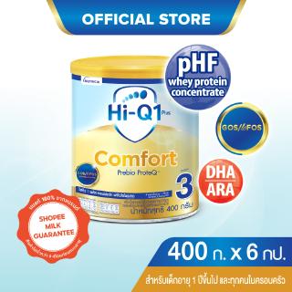 [นมผง] Hi-Q Comfort นมผง ไฮคิว 1 พลัส คอมฟอร์ท พรีไบโอโพรเทก 400 กรัม x6 กระป๋อง (ช่วงวัยที่ 3)