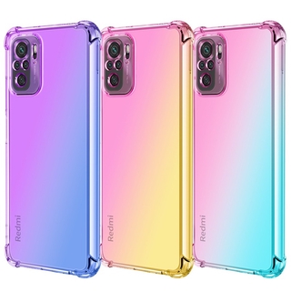 Case Xiaomi Redmi Note 10 Pro Max 10S K40 K40Pro Poco F3 M3 X3 Nfc Note 9T Mi 11 Case Rainbow Gradient Transparent Phone Cover Soft TPU Casing