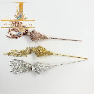 Vintage jewelry ปิ่นปักผม ชุดไทย ปิ่นปักผมออเจ้าใหญ่ เครื่องประดับผม สีสี เพชร