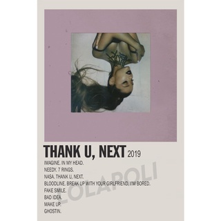 โปสเตอร์ มันวาว พิมพ์ด้านเดียว ขนาด A5 14.8 ซม. x 21 ซม. รูปปกอัลบั้ม Thank U Next - Ariana Grande