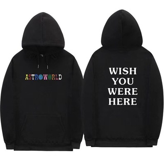 เสื้อกันหนาว มีฮู้ด พิมพ์ลายโลโก้ Travis Scott Astroworld Wish You Were Here สําหรับผู้ชาย GT