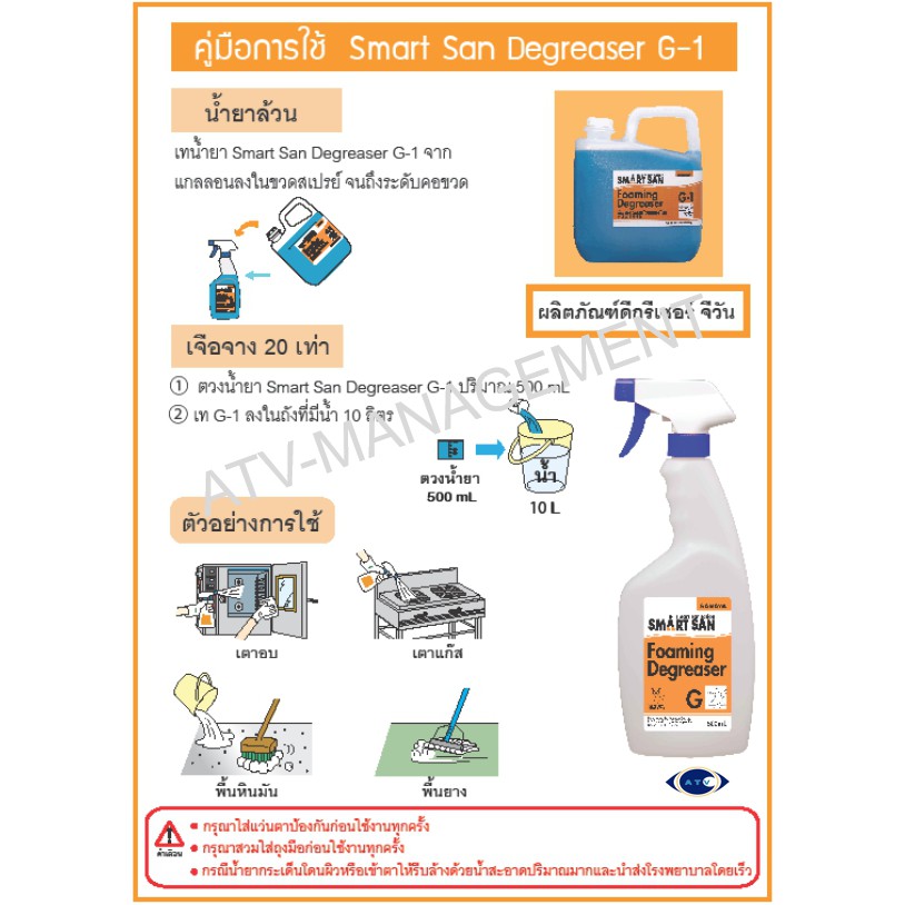 Saraya น้ำยาขจัดคราบไขมัน Smart san G-1 (Degreaser) ขนาด 5 กิโลกรัม - รูปที่ 2