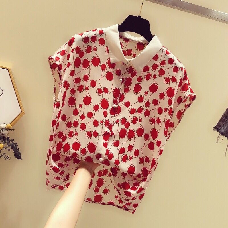 เสื้อเชิ้ตแขนสั้น ผ้าชีฟอง เสื้อเชิ้ตแขนสั้นผู้หญิง รูปที่ 4