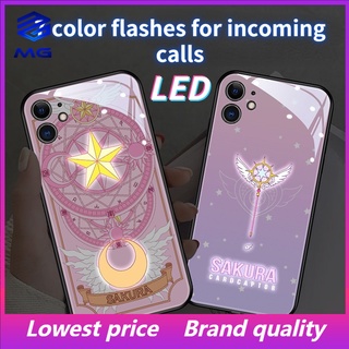 Mg เคสโทรศัพท์มือถือ ลายดาวห้าแฉก มีไฟ LED ควบคุมด้วยเสียง สีชมพู สําหรับ iPhone 13 13Pro 13Promax 12ProMax 11 7plus 8plus XR XS X XSMAX 11ProMax 11pro 12 12pro 7 8 13mini