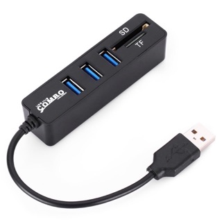 ตัวเพิ่มช่อง ยูเอสบี พร้อม ตัวอ่านการ์ด USB HUB 3 Port +Card Reader 2.0 2 in1 รุ่น NCR-100 (ดำ)