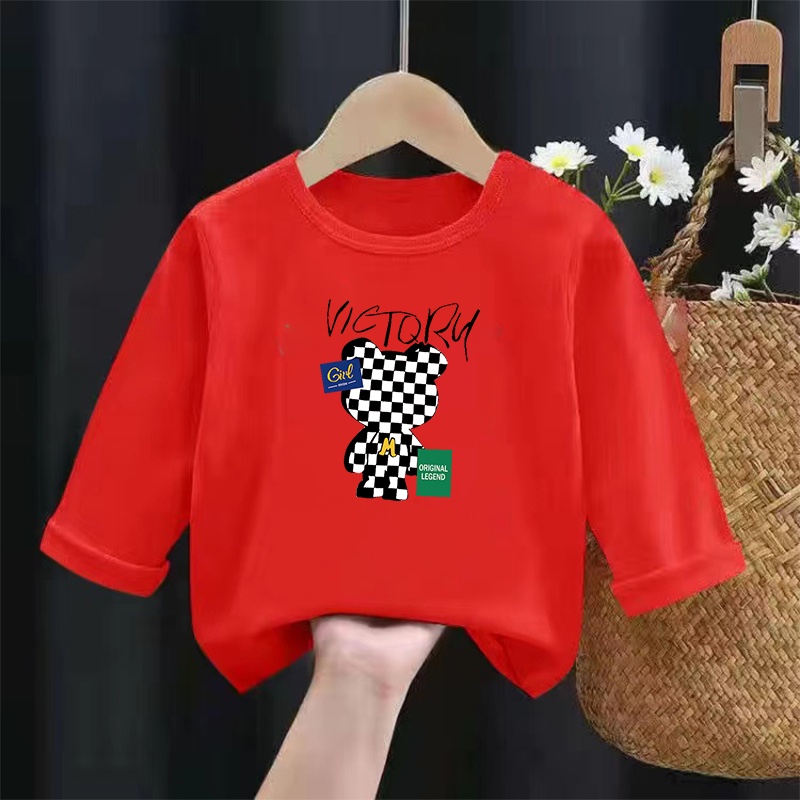 เสื้อผ้าเด็ก เสื้อยืดเด็กแขนยาวลายพิมพ์การ์ตูน