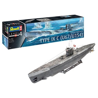 พลาสติก โมเดล ประกอบ REVELL สเกล 1/72 German Submarine Type IX C (U67 / U154) (05166)