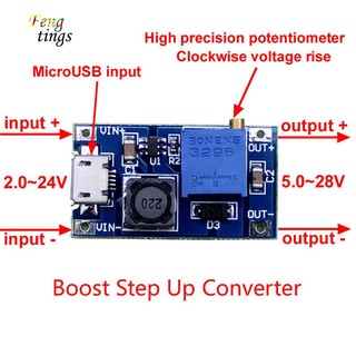 ✌ ฟุต ✌ Dc-dc 2A Boost ตัวแปลง สเต็ปอัพ โมดูลพาวเวอร์ซัพพลาย 2-24V อินพุต