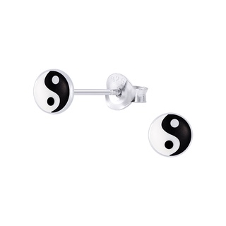 SILVER THAI 6mm Sterling silver yin yang stud earrings ต่างหูเงินหยินหยางขนาด 6 มม