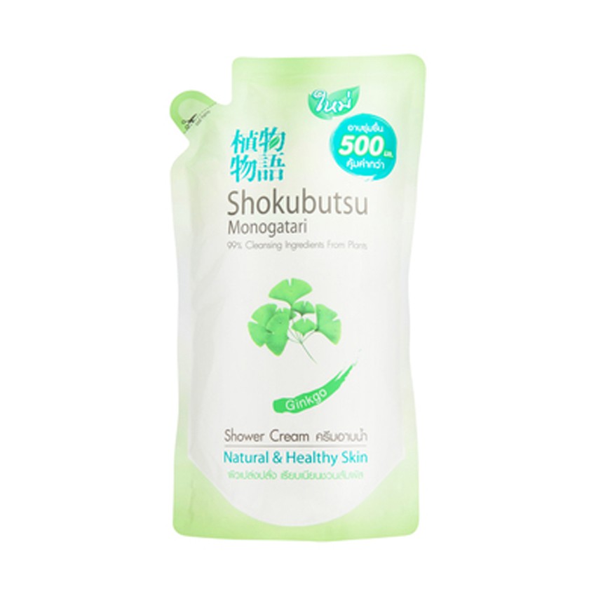 ร้านไทย ส่งฟรี SHOKUBUTSU โชกุบุสซึ ครีมอาบน้ำ ถุงรีฟิล ผิวขาว ขนาด 500 มล. เก็บเงินปลายทาง
